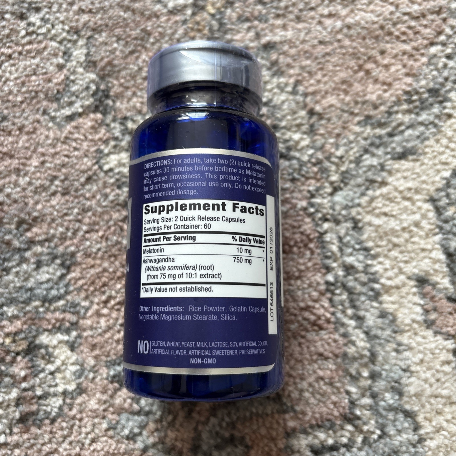 Piping Rock Melatonin 10 mg with Ashwagandha – 120 Capsules (Lot of 2)
