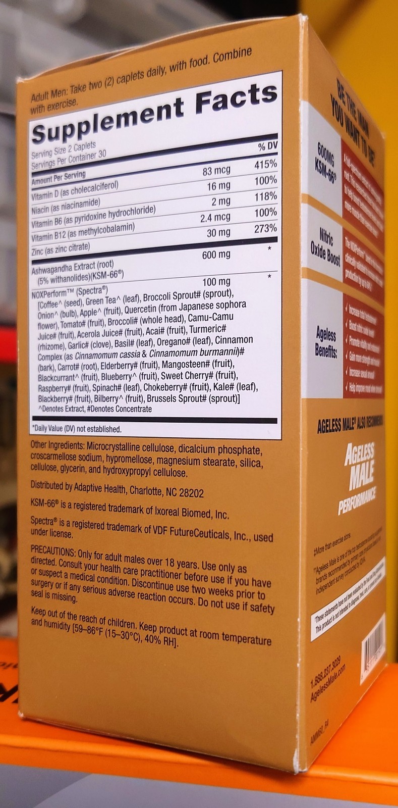 New Vitality Ageless Male Max T Booster 60 Caplets Exp 01/2028