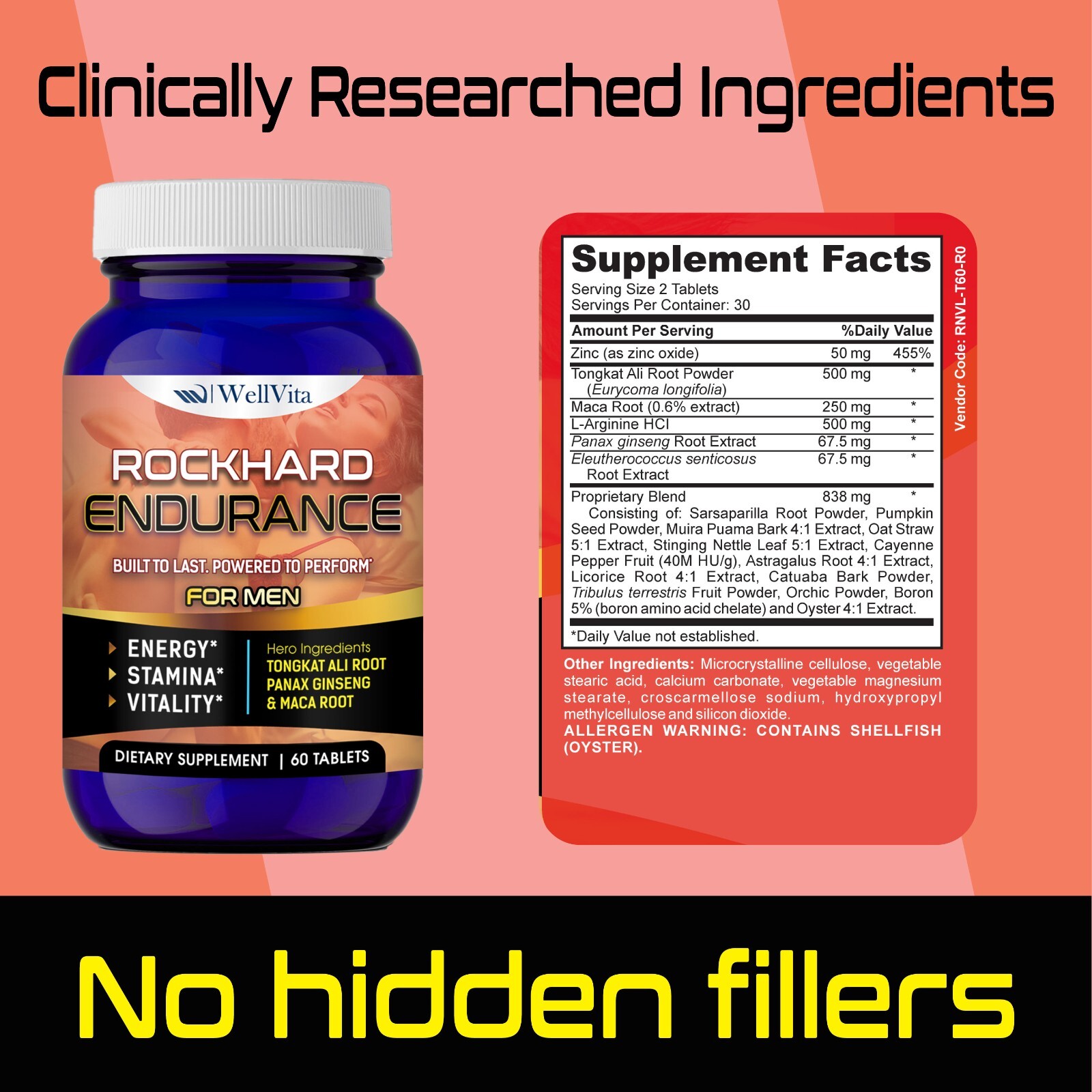 Male Enhancement & Testosterone Support – Men’s Health Libido Booster 60 Pills