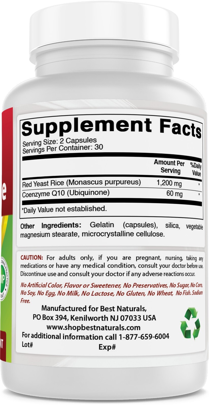 2 Pack Best Naturals Red Yeast Rice with COQ10 60 Capsules