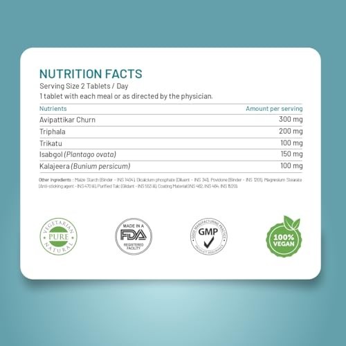 Bliss Wellness Gut Detox Trikatu Triphala Isabgol 60 Veg Tablets