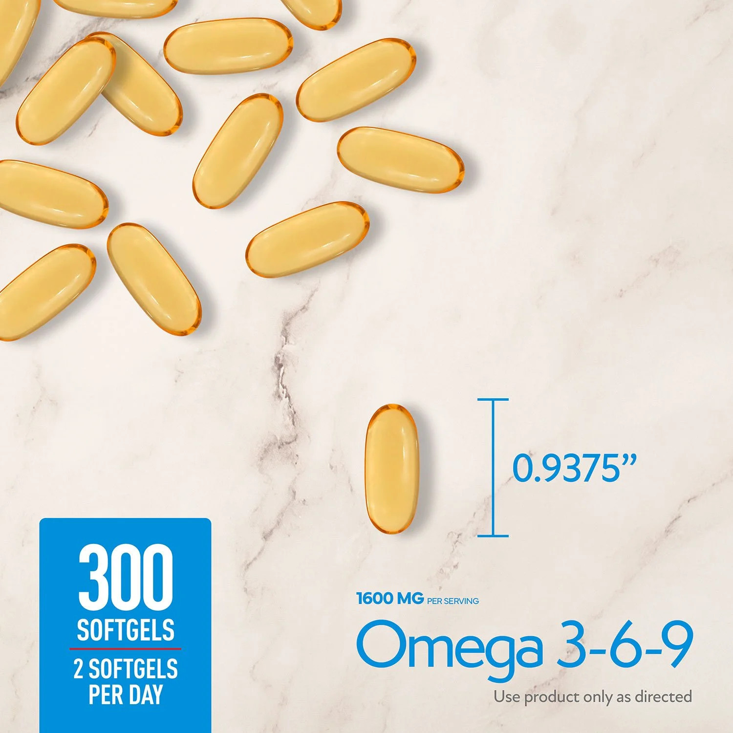 (2-Pack) Omega 3-6-9 Softgels 1600 mg, 300 count — Sustainably sourced Tuna Oil