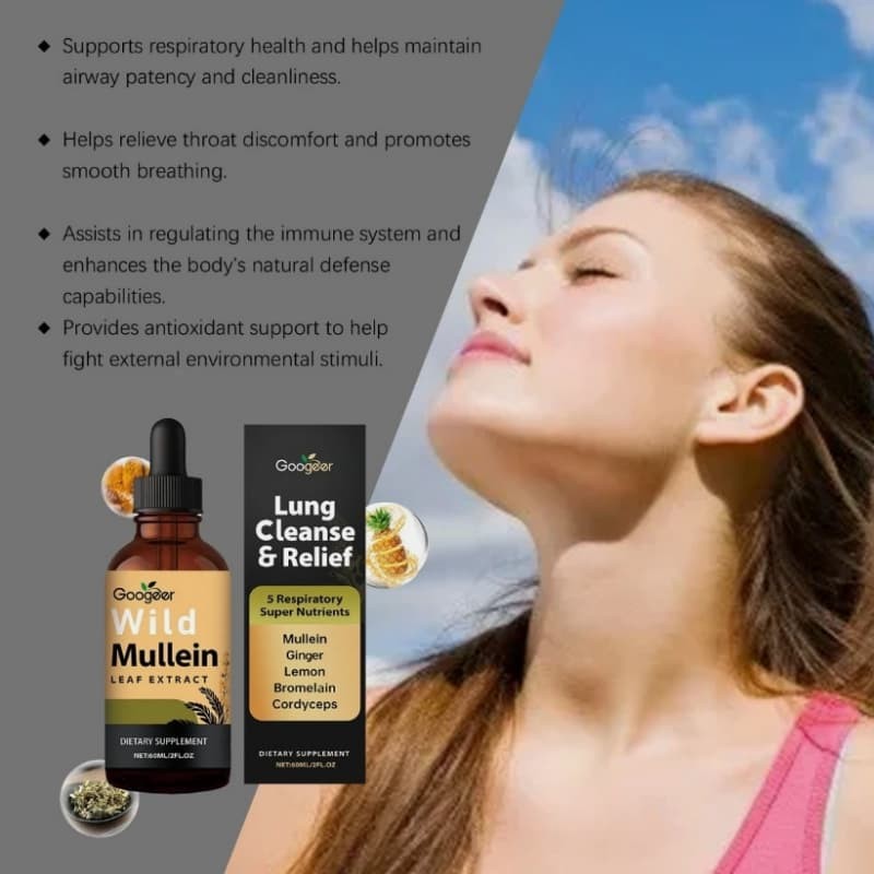 1PC Herbal Leaf Extract Organic for Lung Natural Lung Cleanse Drops Wild Mullein