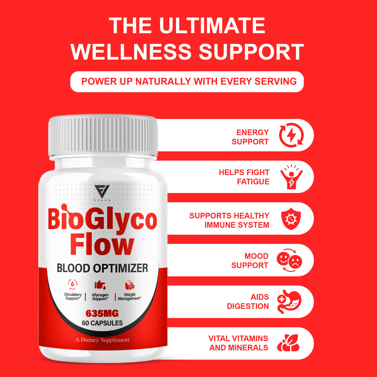(3 Pack) BioGlyco Flow Blood Optimizer, BioGlyco Flow Supplement (180 Capsules)