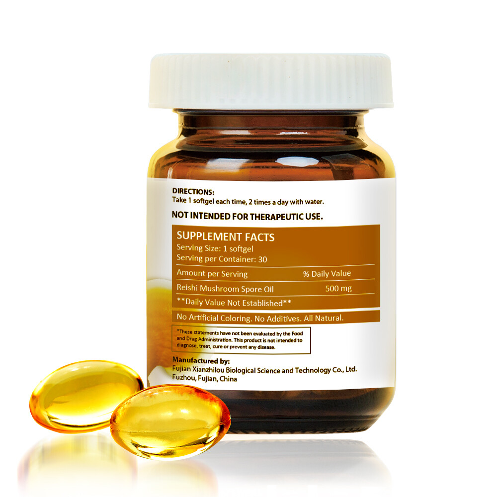 GANOHERB Organic Ganoderma Lucidum Reishi Mushroom lingzhi Spore Oil Softgel