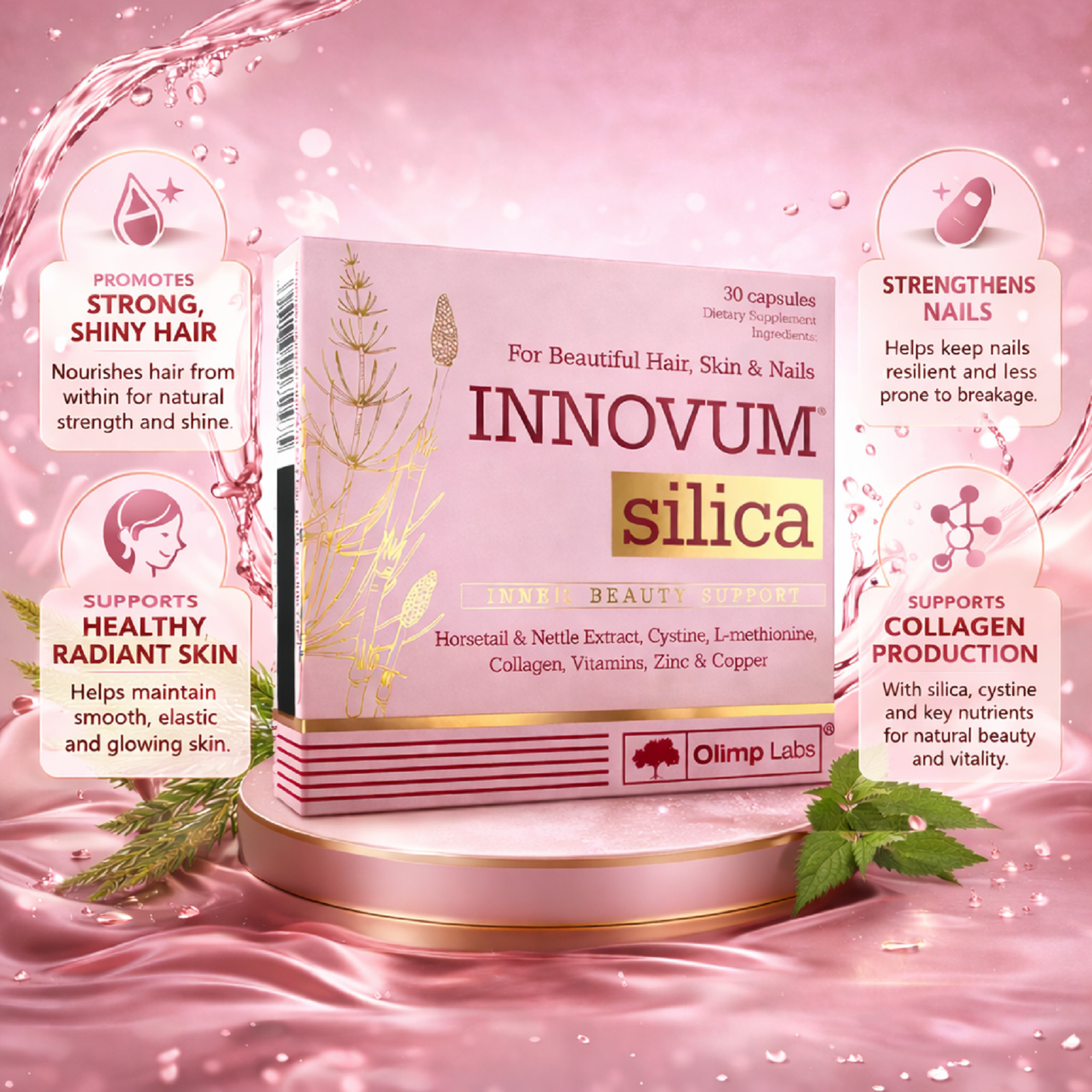 OLIMP INNOVUM SILICA – 30-240 Caps -Beautiful, healthy, strong hair, skin, nails