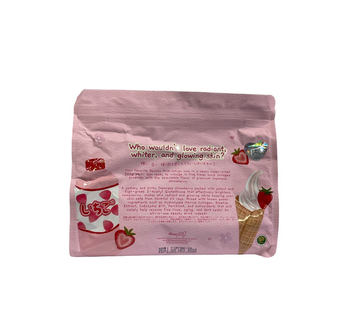 Dear Face Supersized Beauty Milk Japanese Strawberry Glutathione Drink 500mg