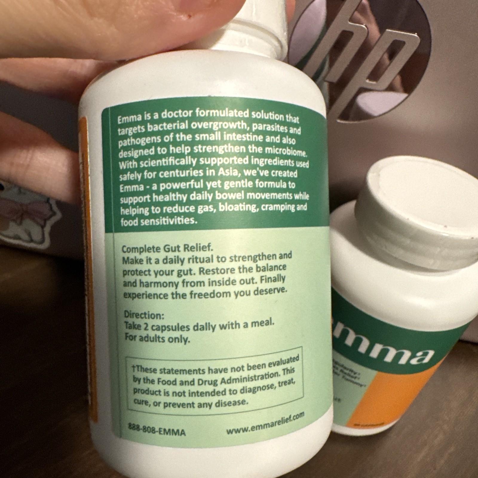 Emma Gut Health Supplement Regularity Bloating Gas Relief (2) 60 Count Bottles
