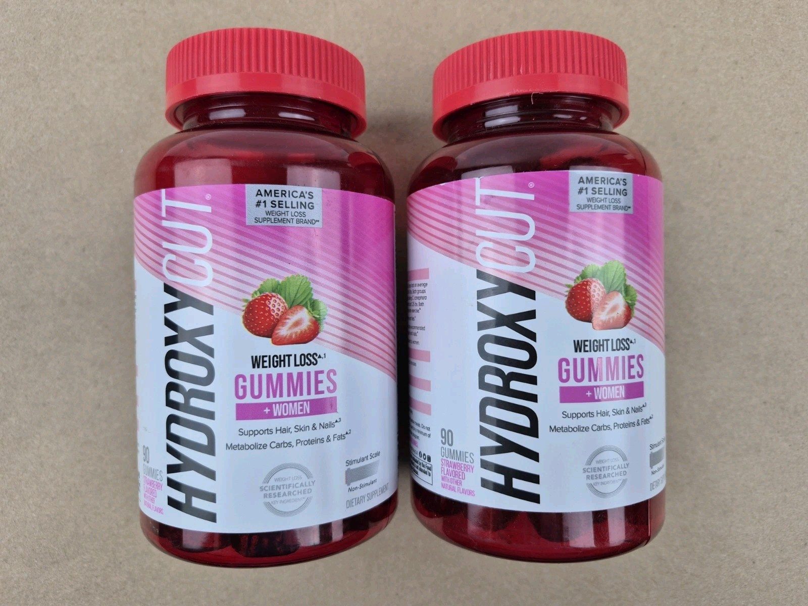 Hydroxycut Women Weight Loss Gummies Strawberry 90ct Lot of 2 exp 9/24/2026+