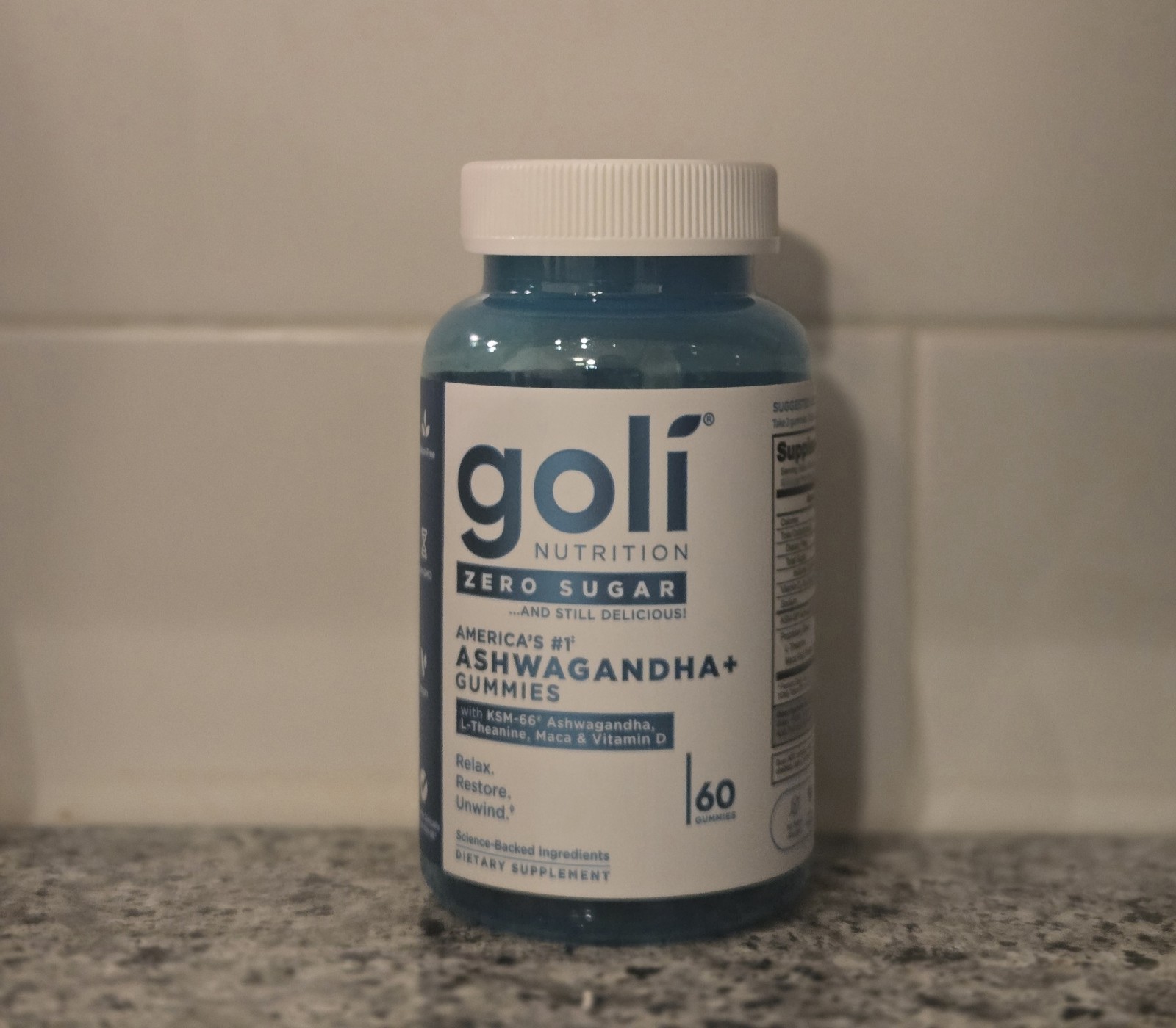 Goli Nutrition Zero Sugar Ashwagandha Pre+Post Probiotics Gummies 60 Ct