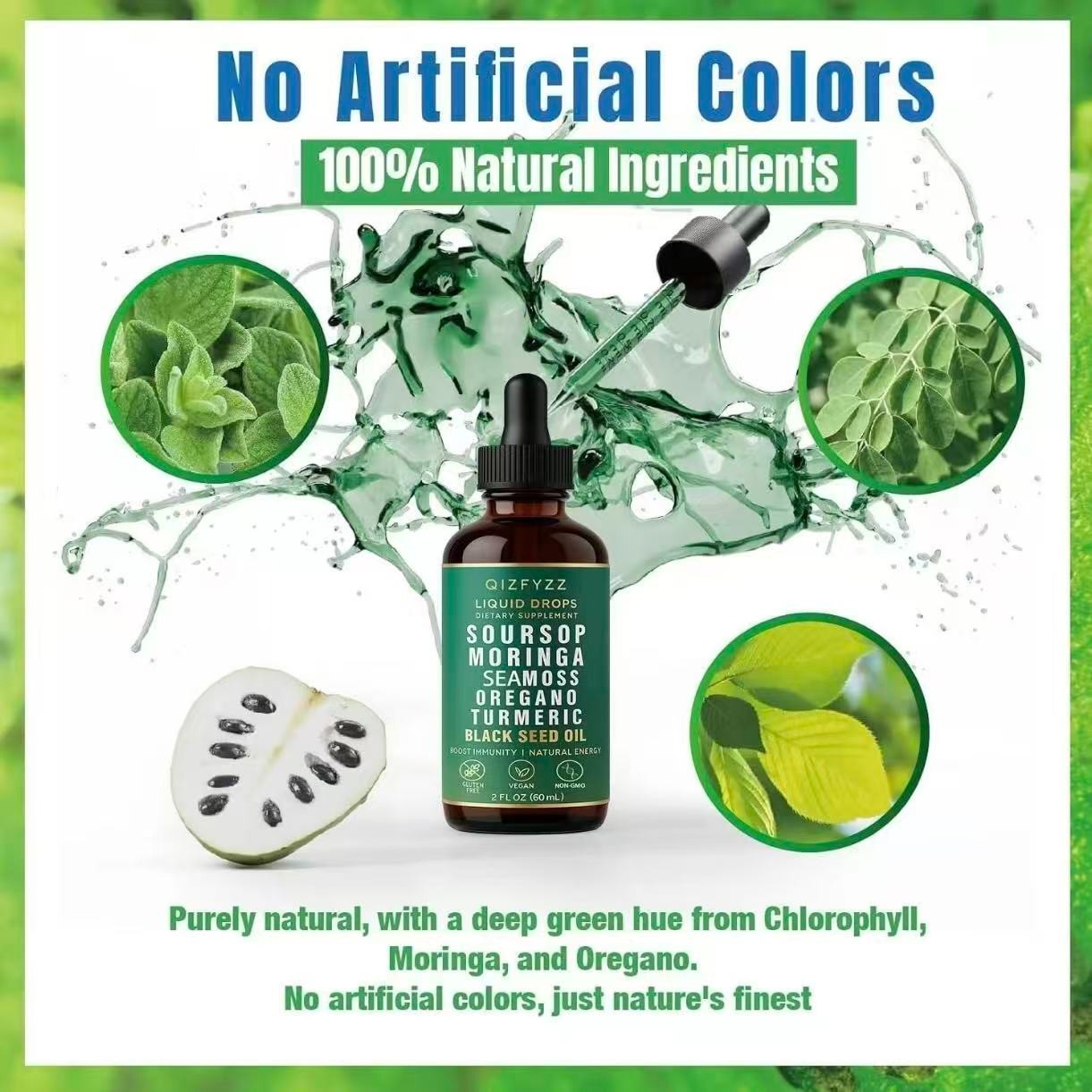 Soursop Bitters Liquid Drops 10-in-1 with Nori, Moringa, Turmeric, Black Seed