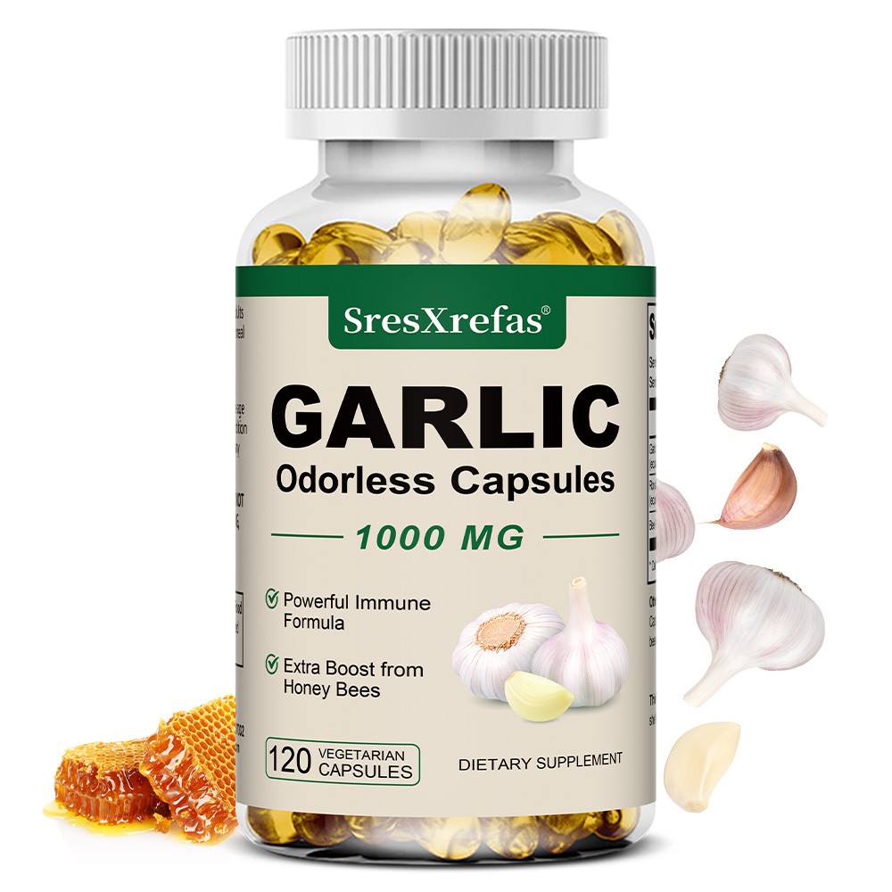 SresXrefas Odorless Garlic Daily Wellness Dietary Supplement 30/60/120 Capsules