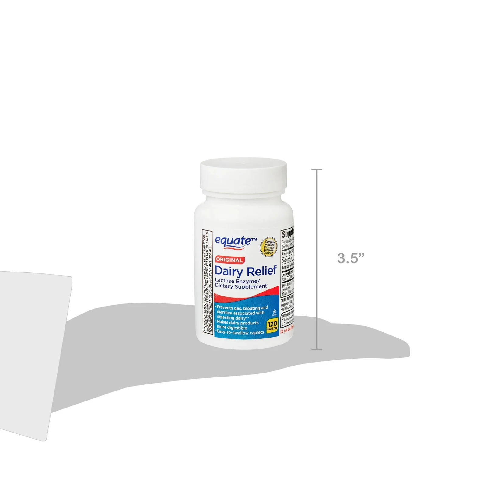 Equate Original Dairy Relief Lactase Enzyme Supplement Caplets 120-COUNT