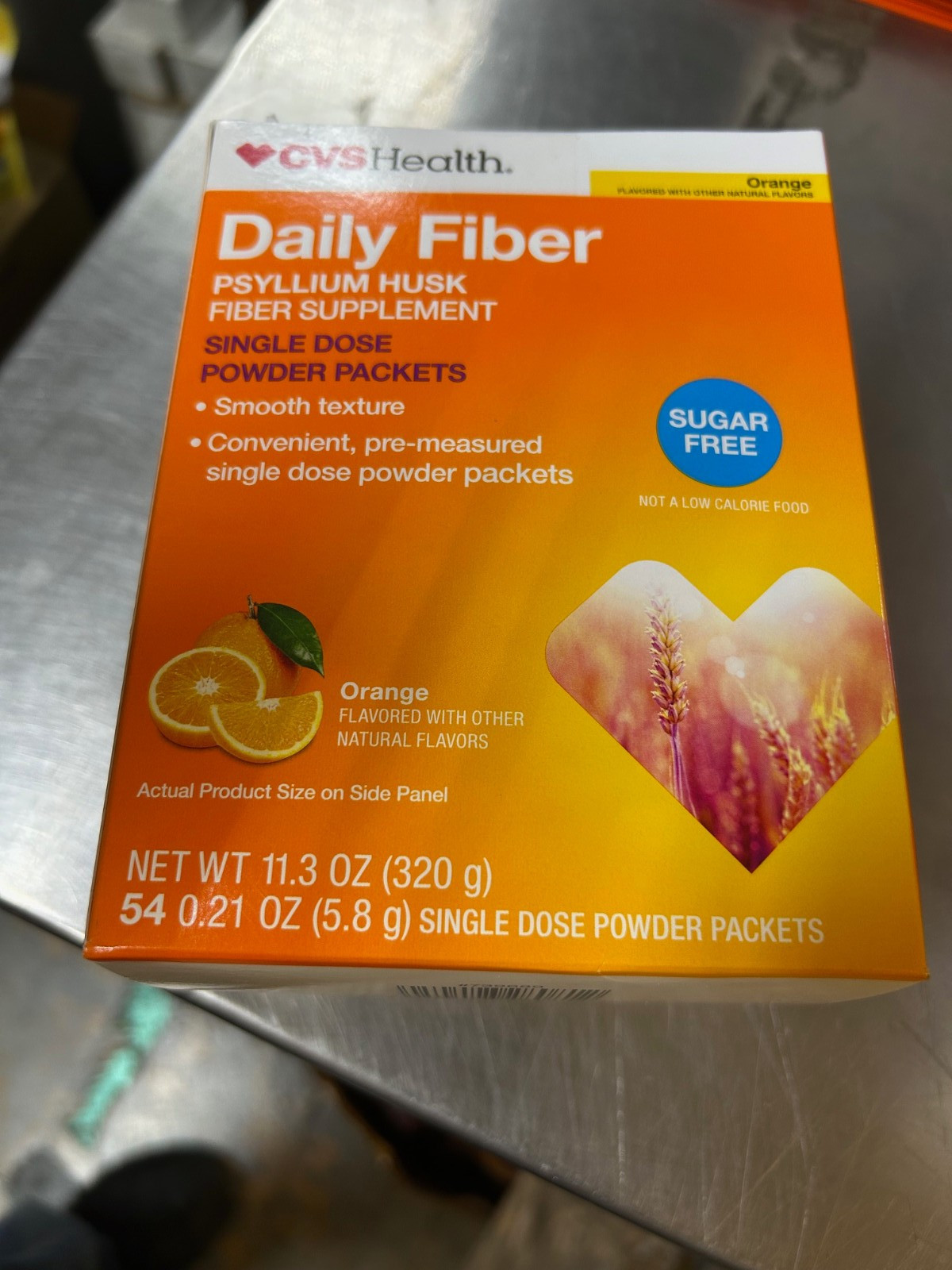 CVS Health Daily Fiber Psyllium Husk 54 Pks Orange Sugar Free BB 12/2026 Meta
