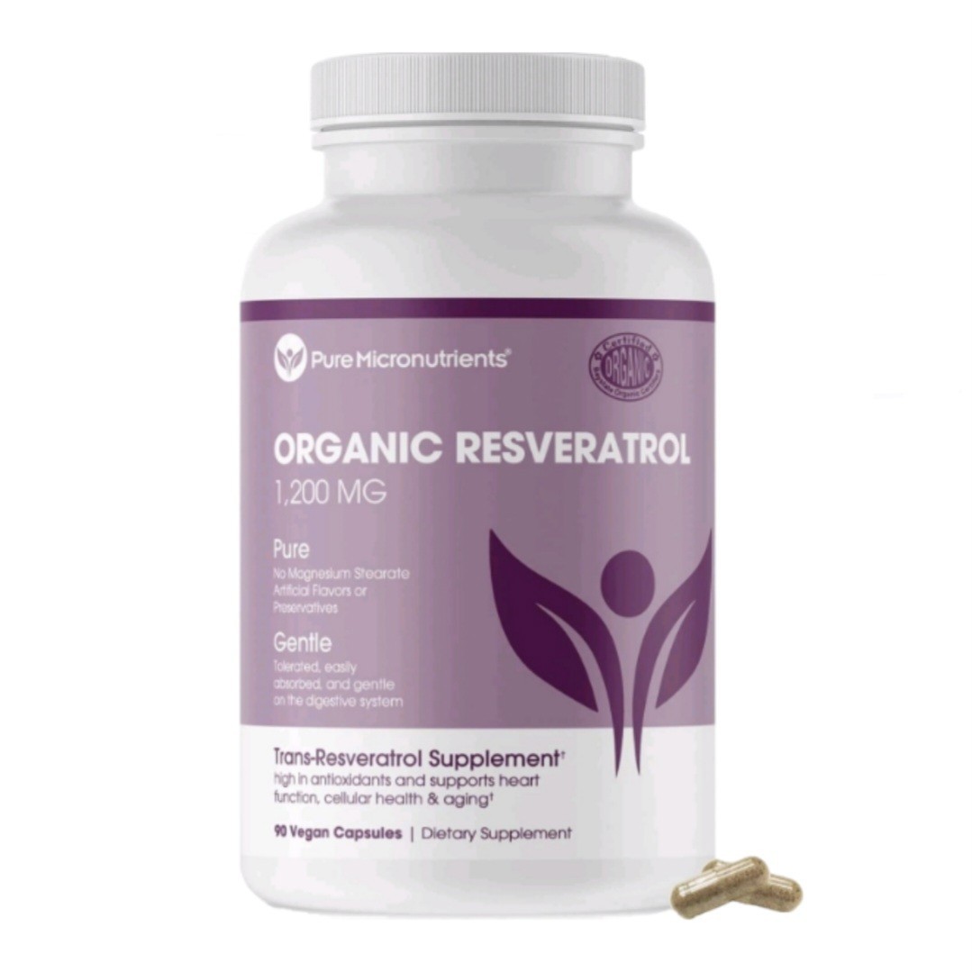 Pure Micronutrients Organic Resveratrol Supplement Trans-Resveratrol Capsules 90