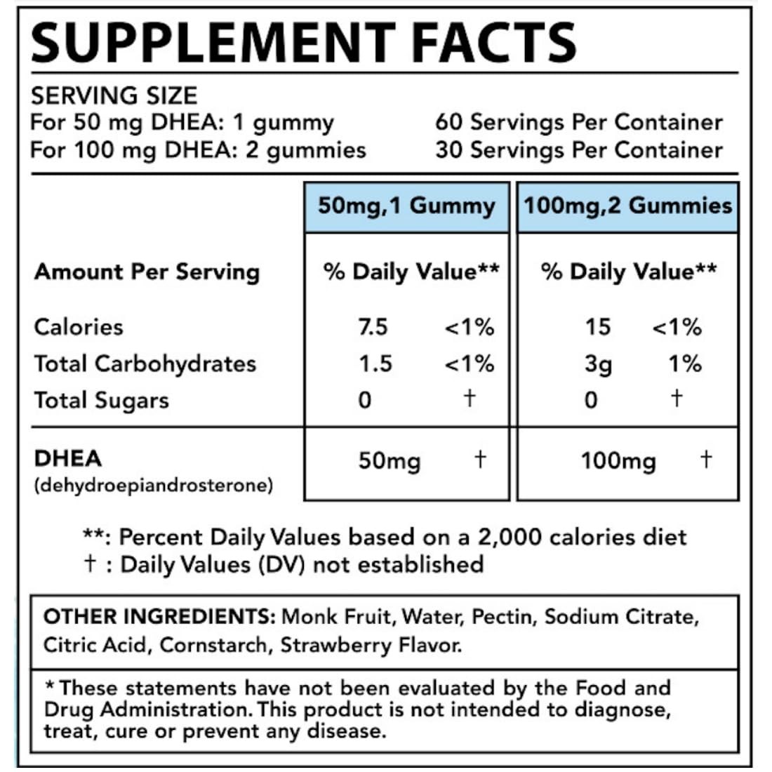 Holistic MD dhea 100mg 50mg Supplement for Women | 60 Count (Pack of 1)