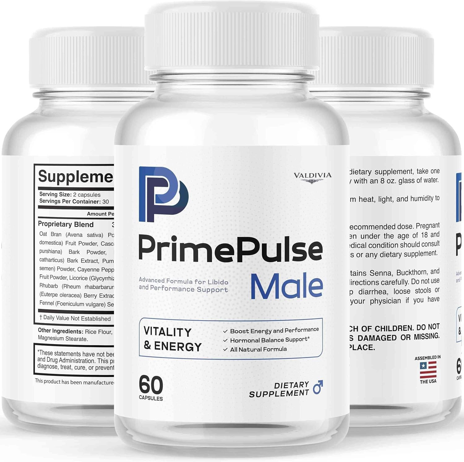 Valdivia Prime Pulse 60 Capsules Men’s Health Supplement Made in USA Male