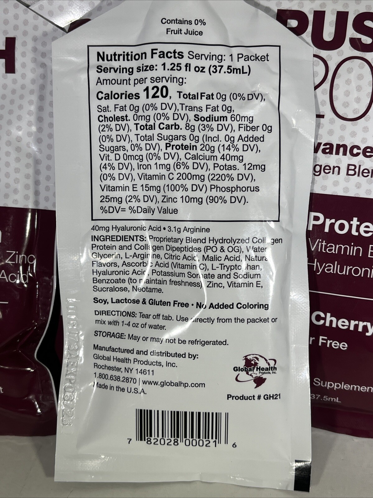 Push 20 Plus Collagen Wound Healing Concentrate Black Cherry 5 pack