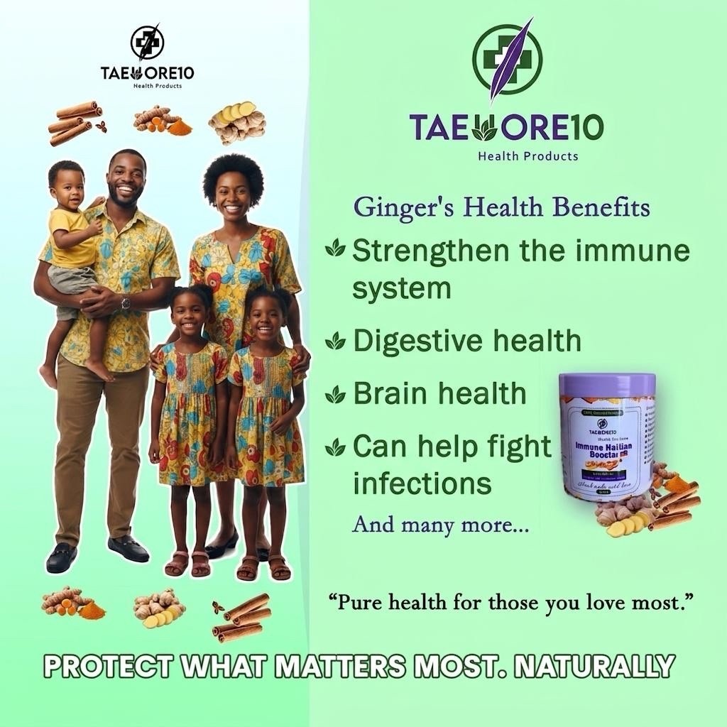 Taeuore10 Immune Support Powder 8 oz 100% Natural Ginger Turmeric Honey