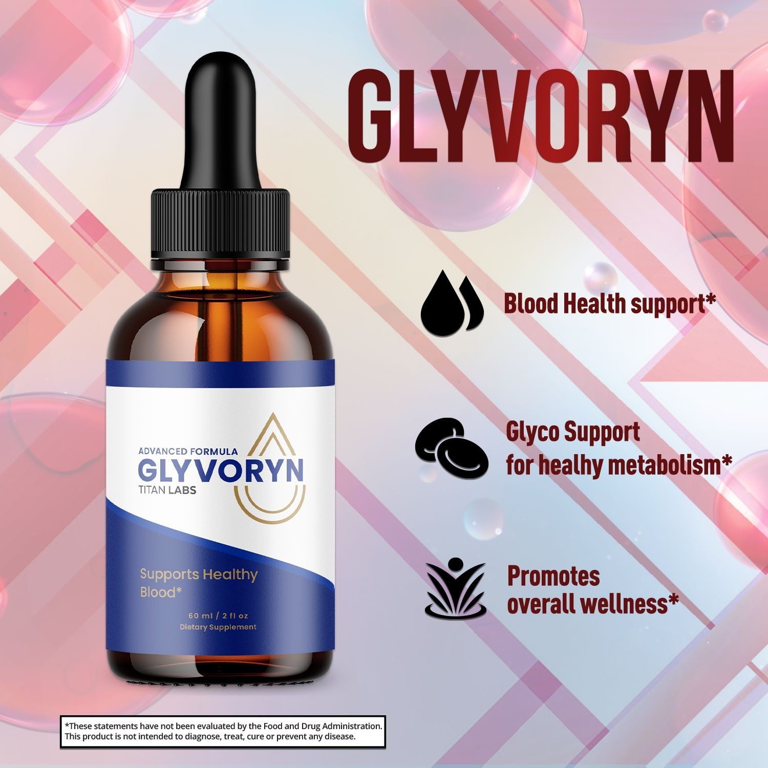 (1 Pack) Glyvoryn Blood Support Drops Glyvo Ryn Vitamin Supplement 30 Servings