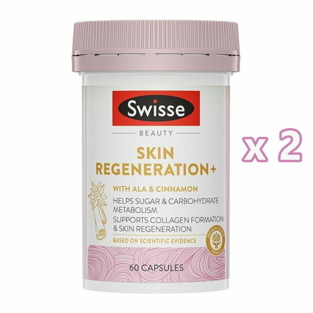 2 x Swisse Skin Regeneration 60 Capsules Beauty with ALA & Cinnamon 120 Caps