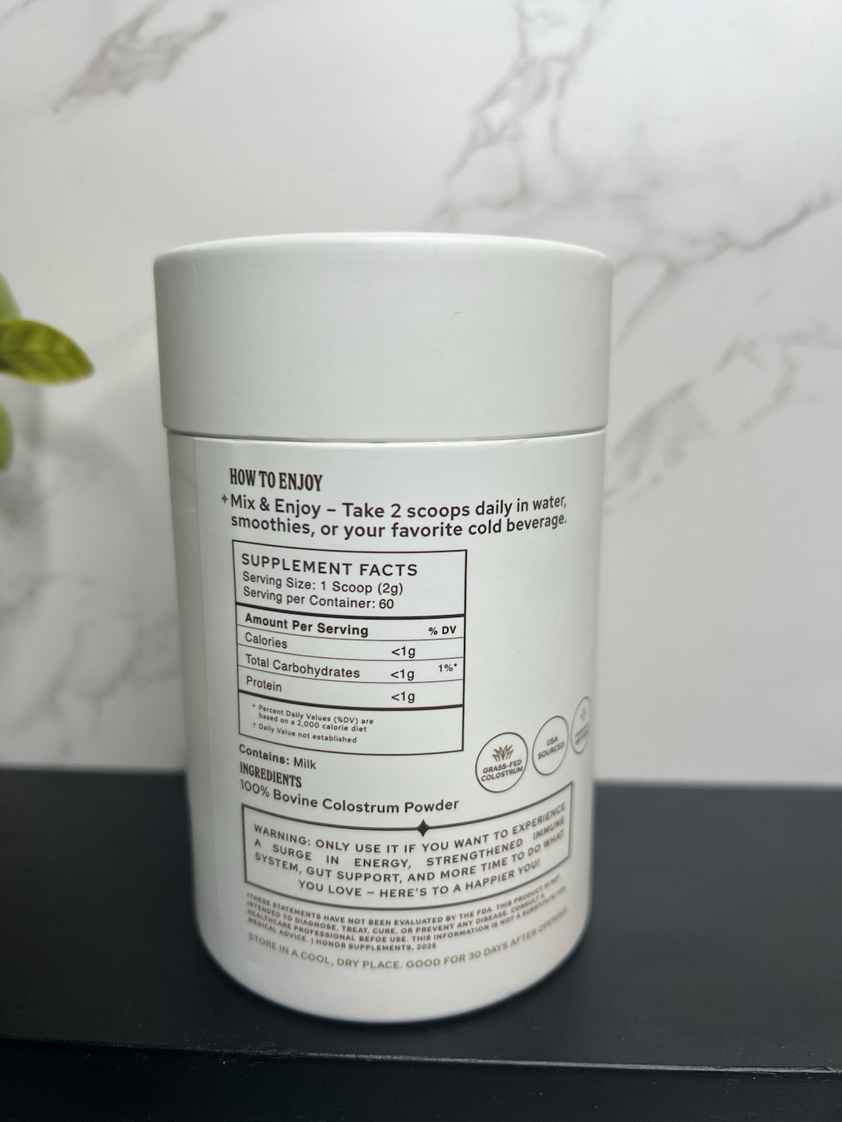Honor Colostrum Unflavored Bovine Colostrum Powder Immune & Energy 4.2 oz