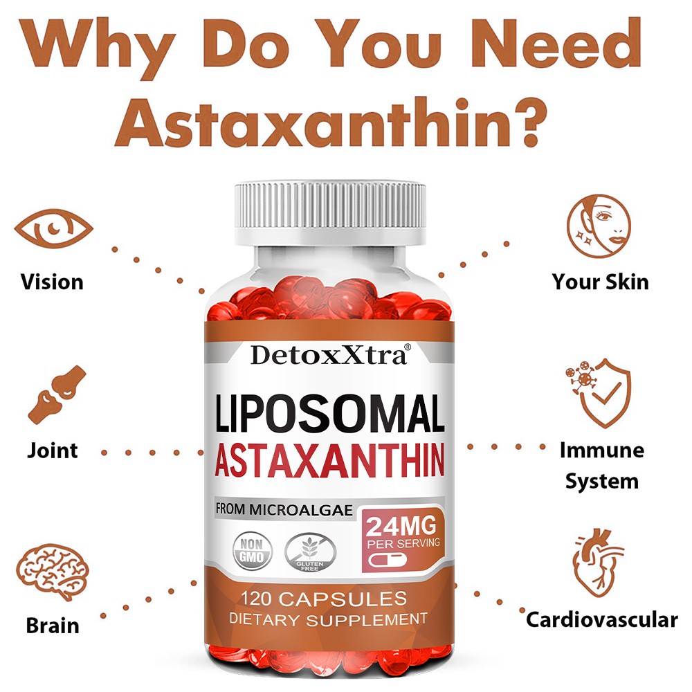 Astaxanthin 24mg, 30/60/120Softgels – Gluten Free and Non-GMO
