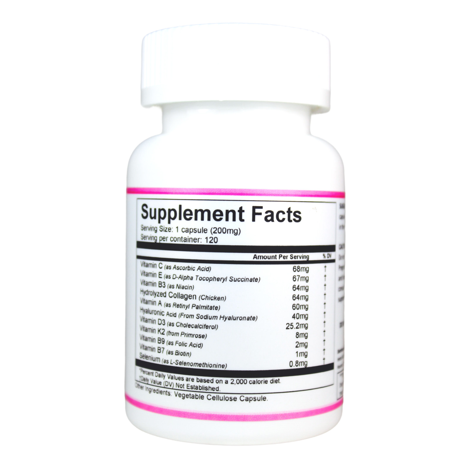 VITAMINS A, E, C, D3 5000 UI, K2, B3, B7, B9, 120 Cap. strong Skin, Hair, Nails.