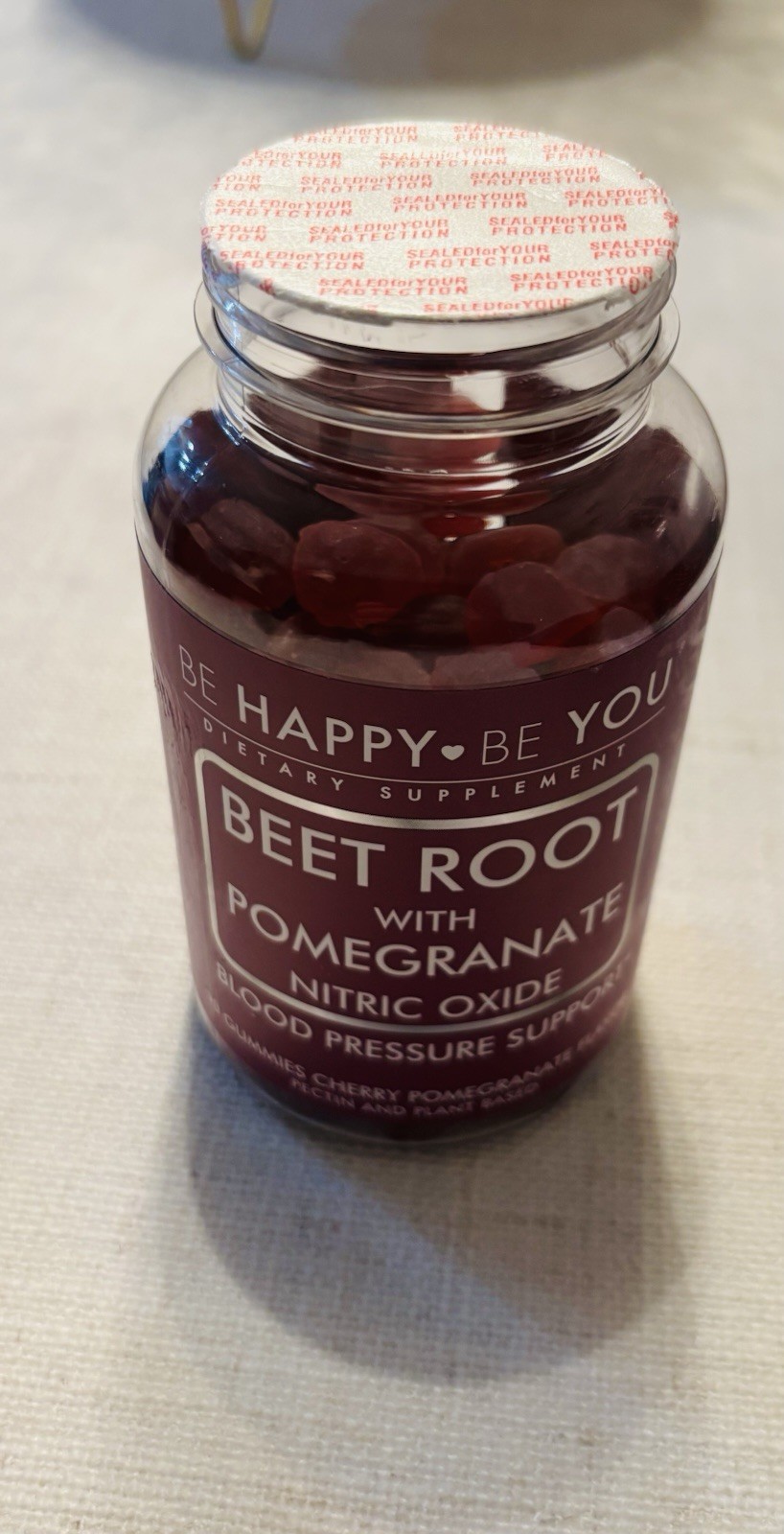 Be Happy Be You Beet Root Pomegranate Gummies Cherry Pomegranate 90ct Vitamin