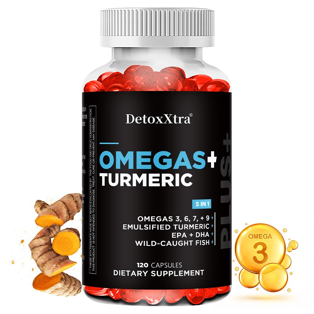 5 in 1 Omegas + Turmeric with EPA,DHA 30/60/120 Caps for Heart & Joint Support