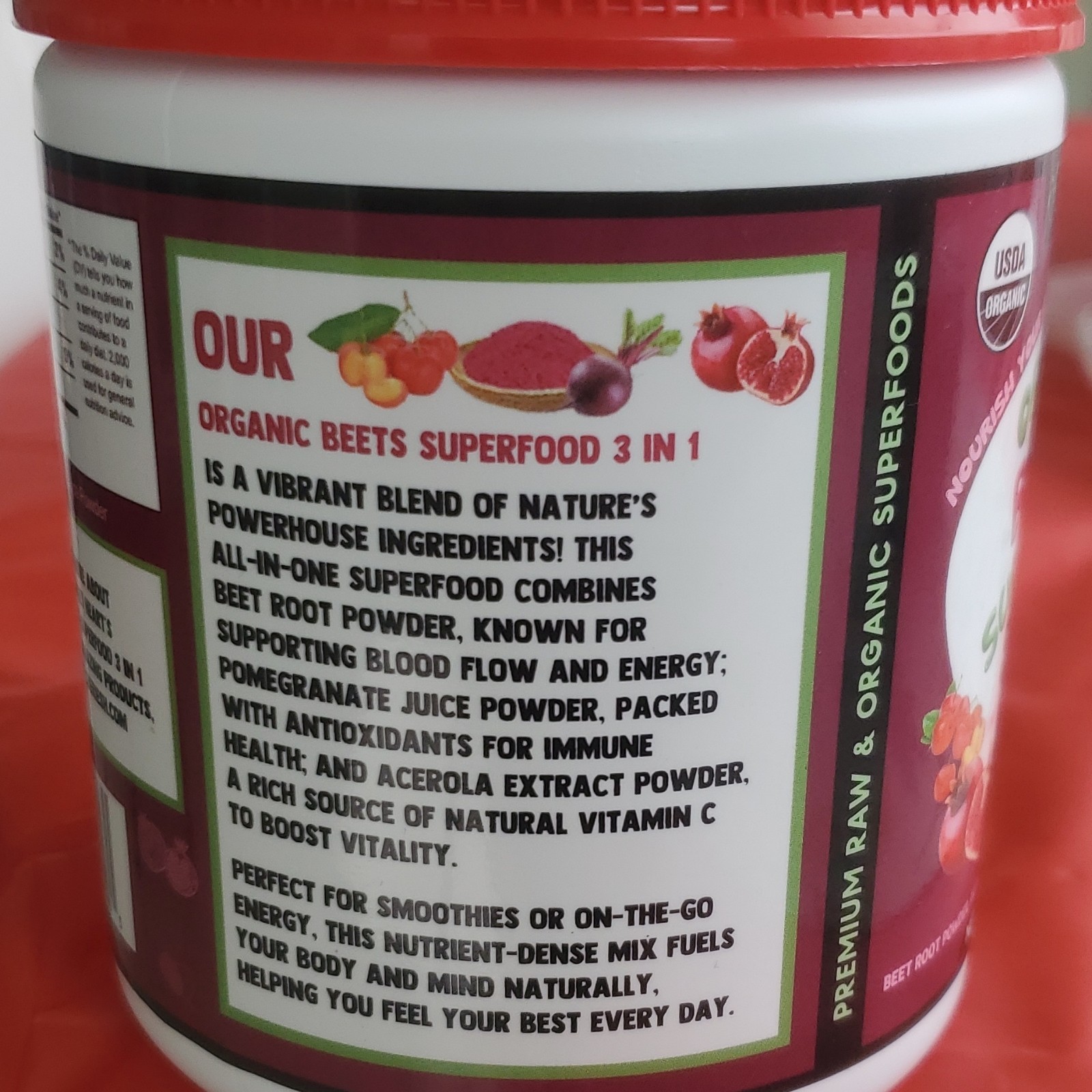 Chic Sweet Heart Organic Beets 3-in-1 Superfood Powder, Vegan, 10 oz (283 g)