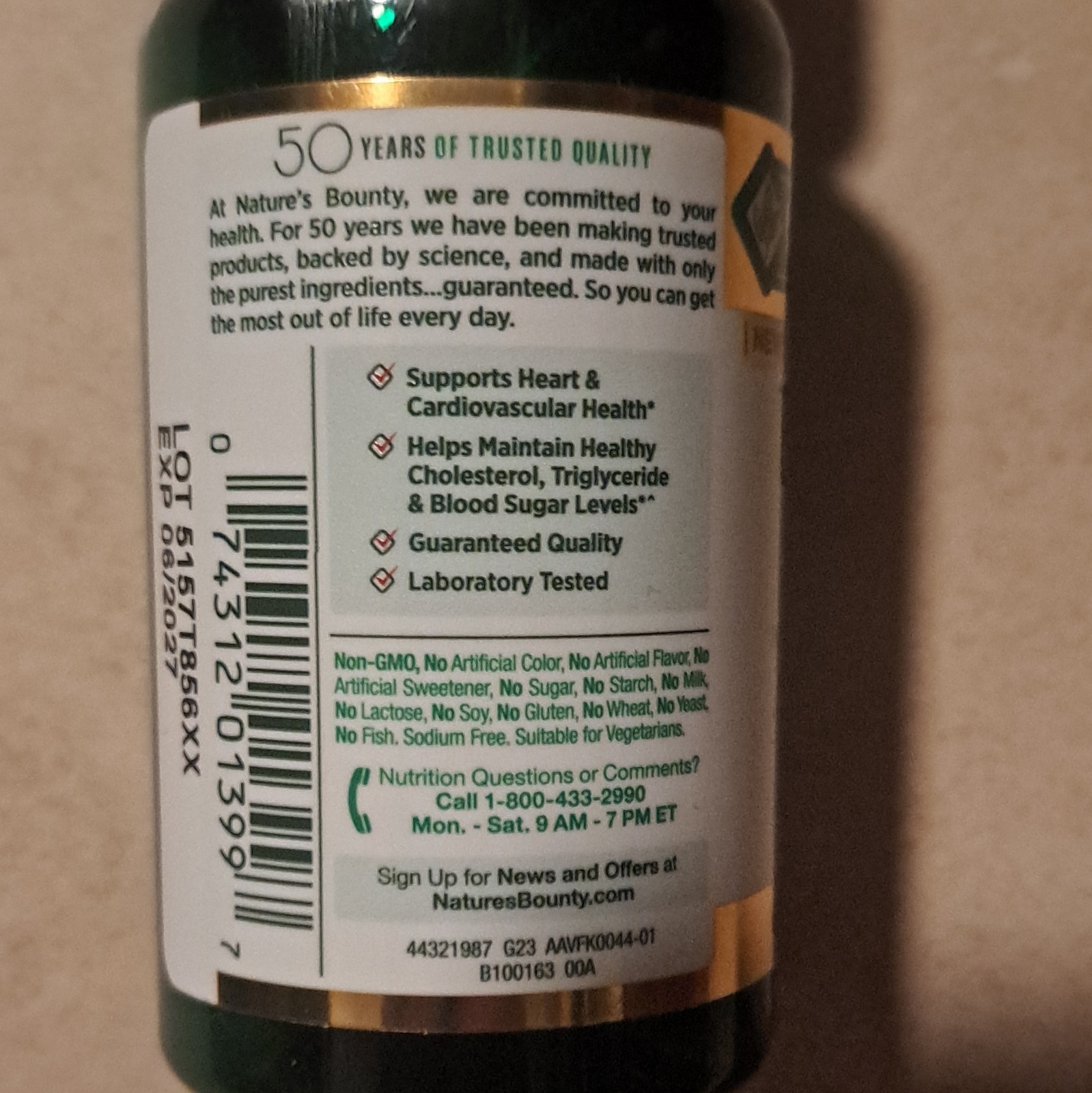 Nature’s Bounty Berberine HCl 1000mg 60 Count Non-GMO Vegetarian exp. 06/2027