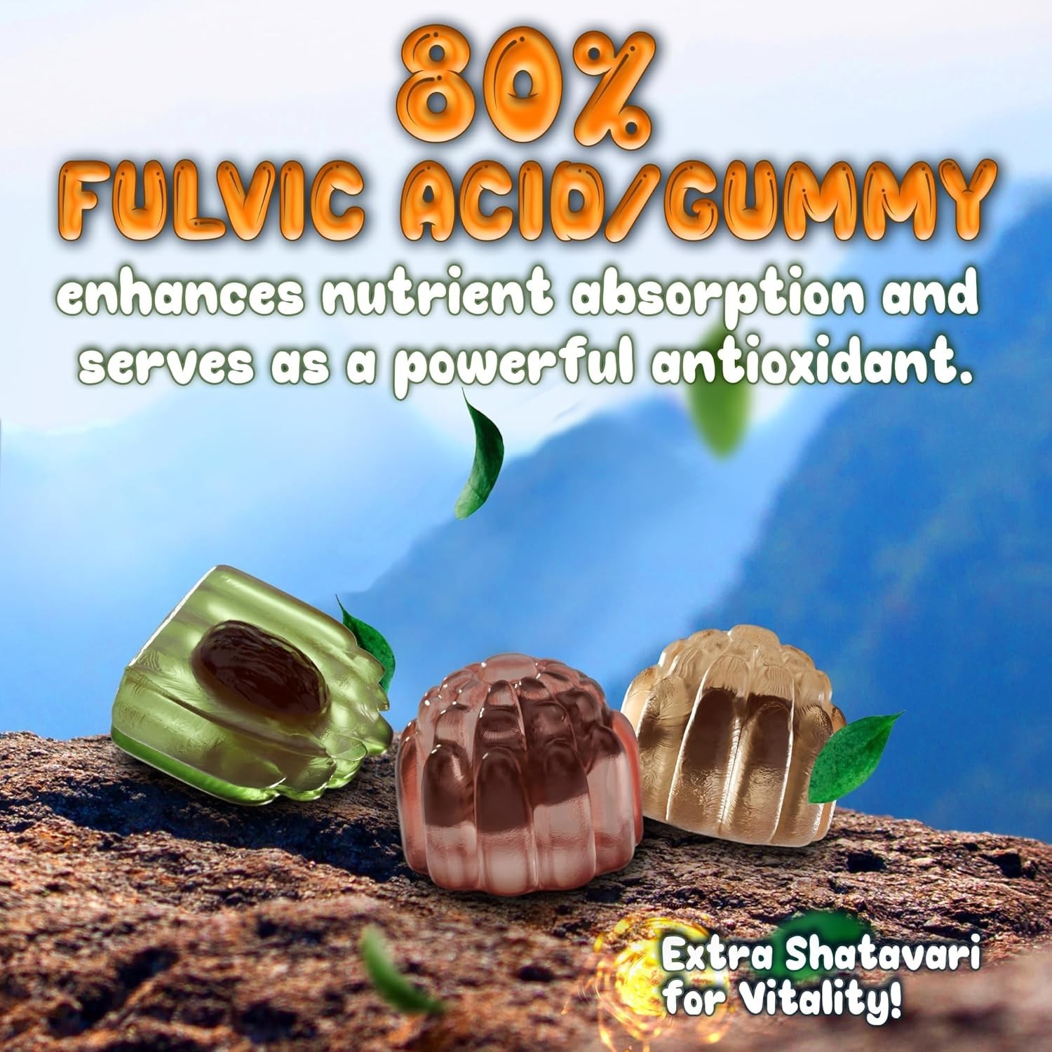 Oh My Chewy Pure Himalayan Shilajit Gummies with Ashwagandha Peach & Mango 60 ct