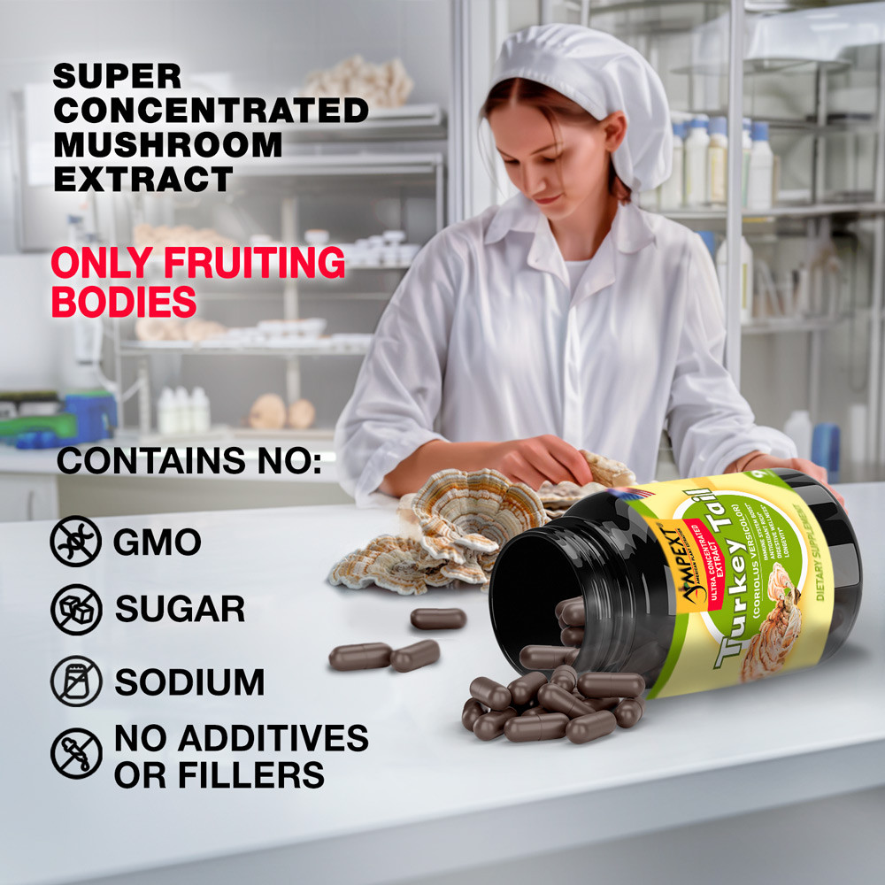 Turkey tail Extract – Only Fruiting Bodies, Over 30% Beta-Glucans, 90 caps