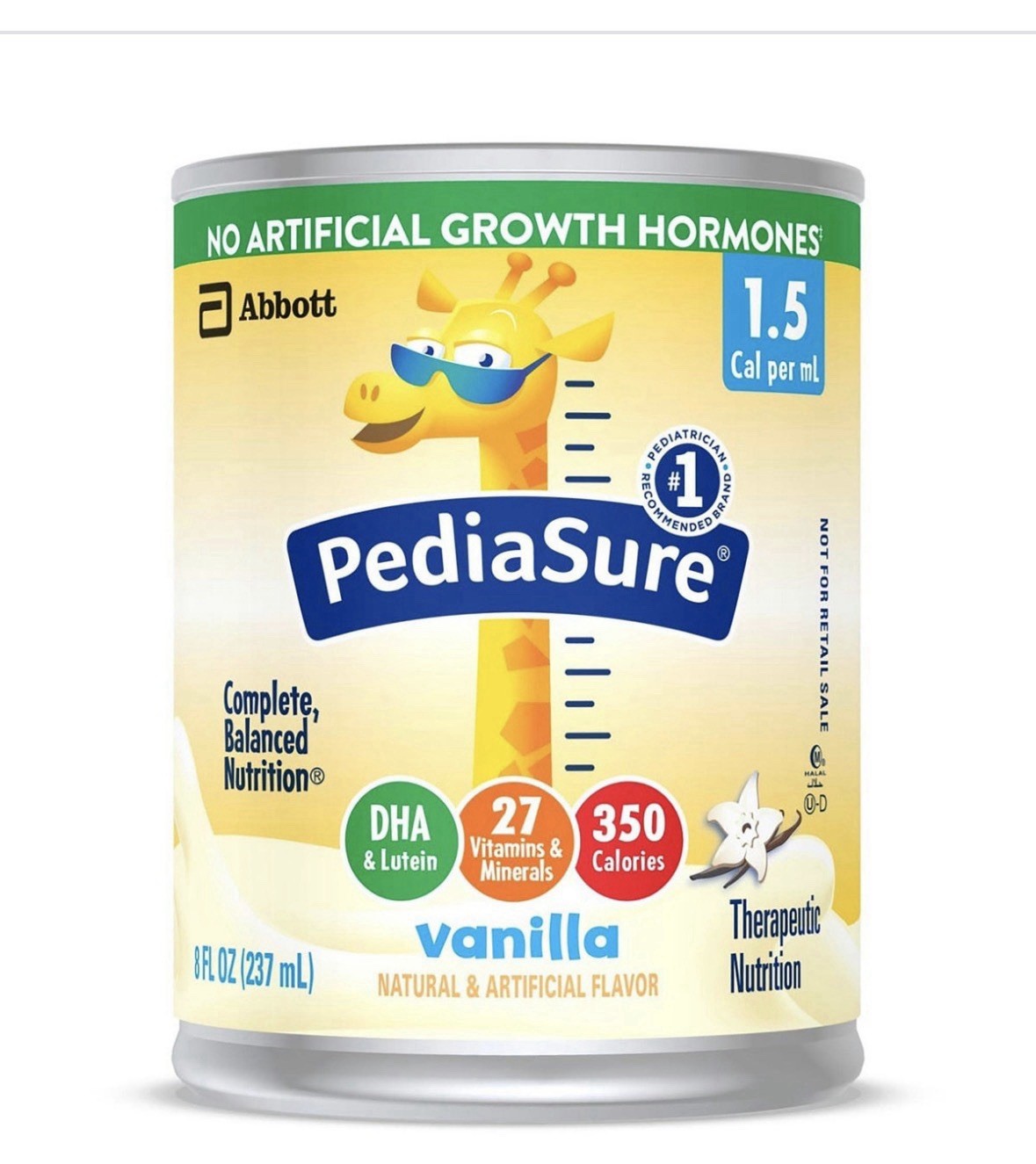 PediaSure Vanilla Nutritional Shake 8 fl oz (237 mL) Kids No Growth Hormones