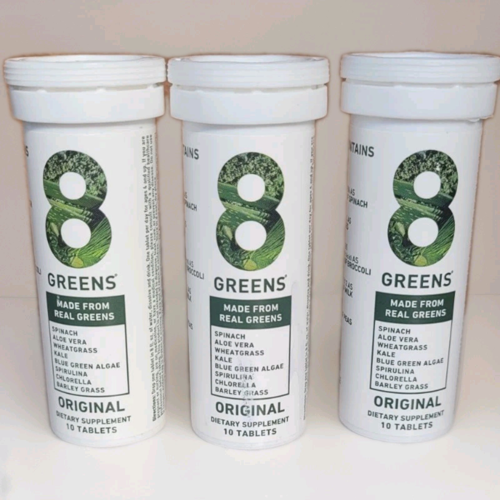 8 Greens Original 10 Tabs, Set of 3 New,