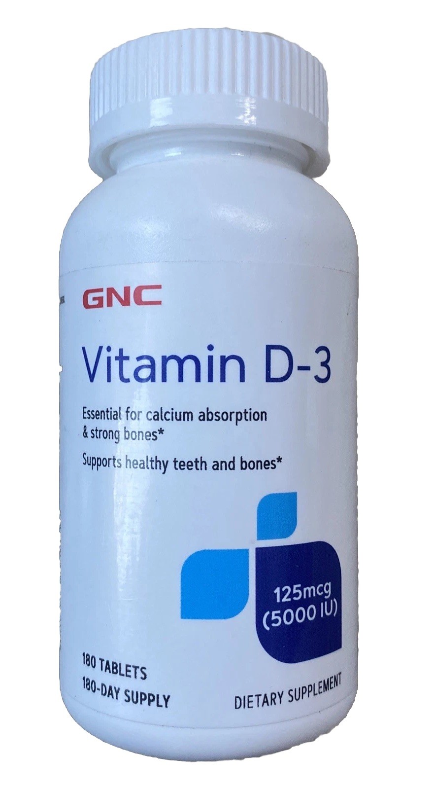 GNC Vitamin D-3 125 mcg 5000 IU 180 Tablets 6 Month Supply Teeth Bones Calcium