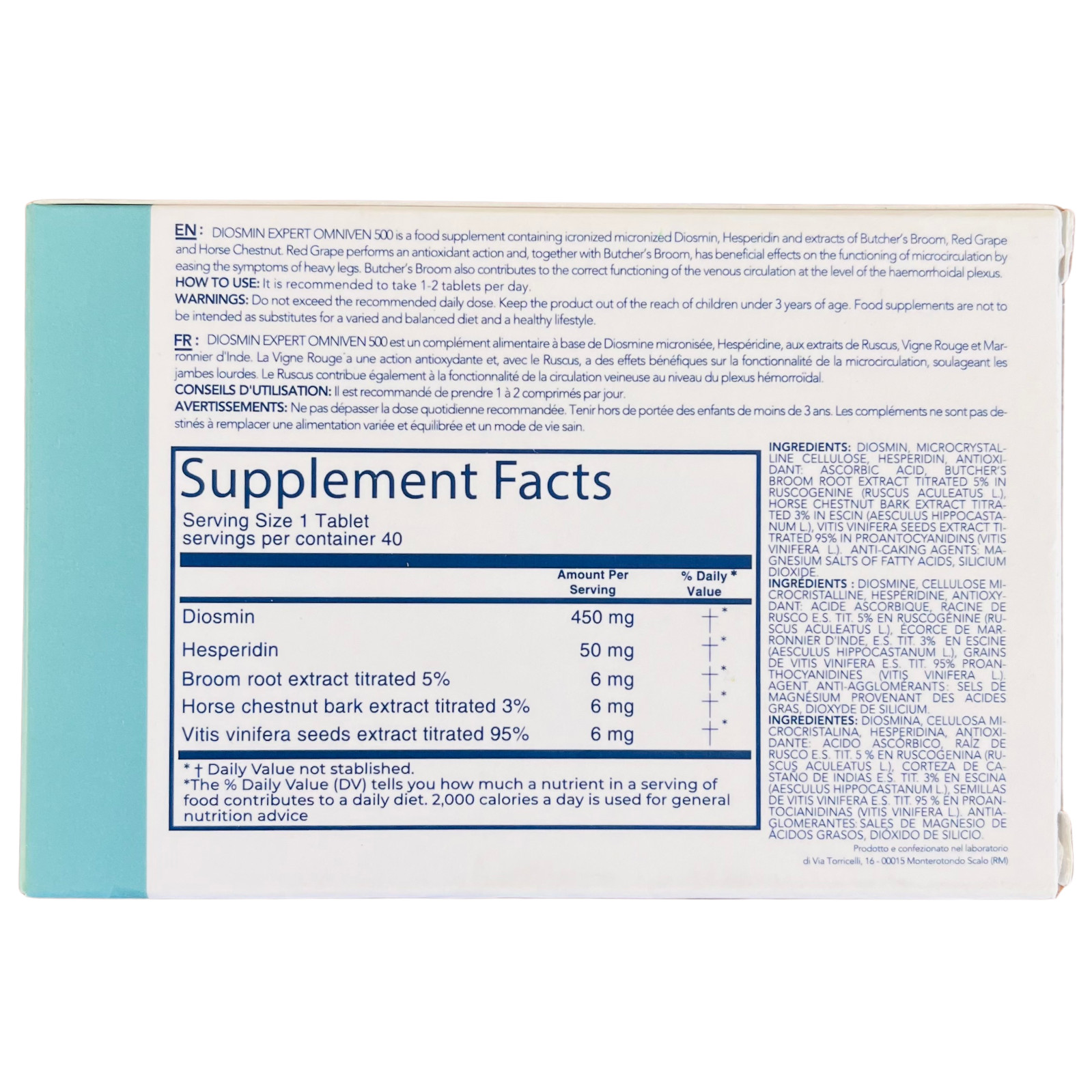 DuLac Pharma Diosmin Expert Omniven 500 – 40 Tablets – Exp 01/27
