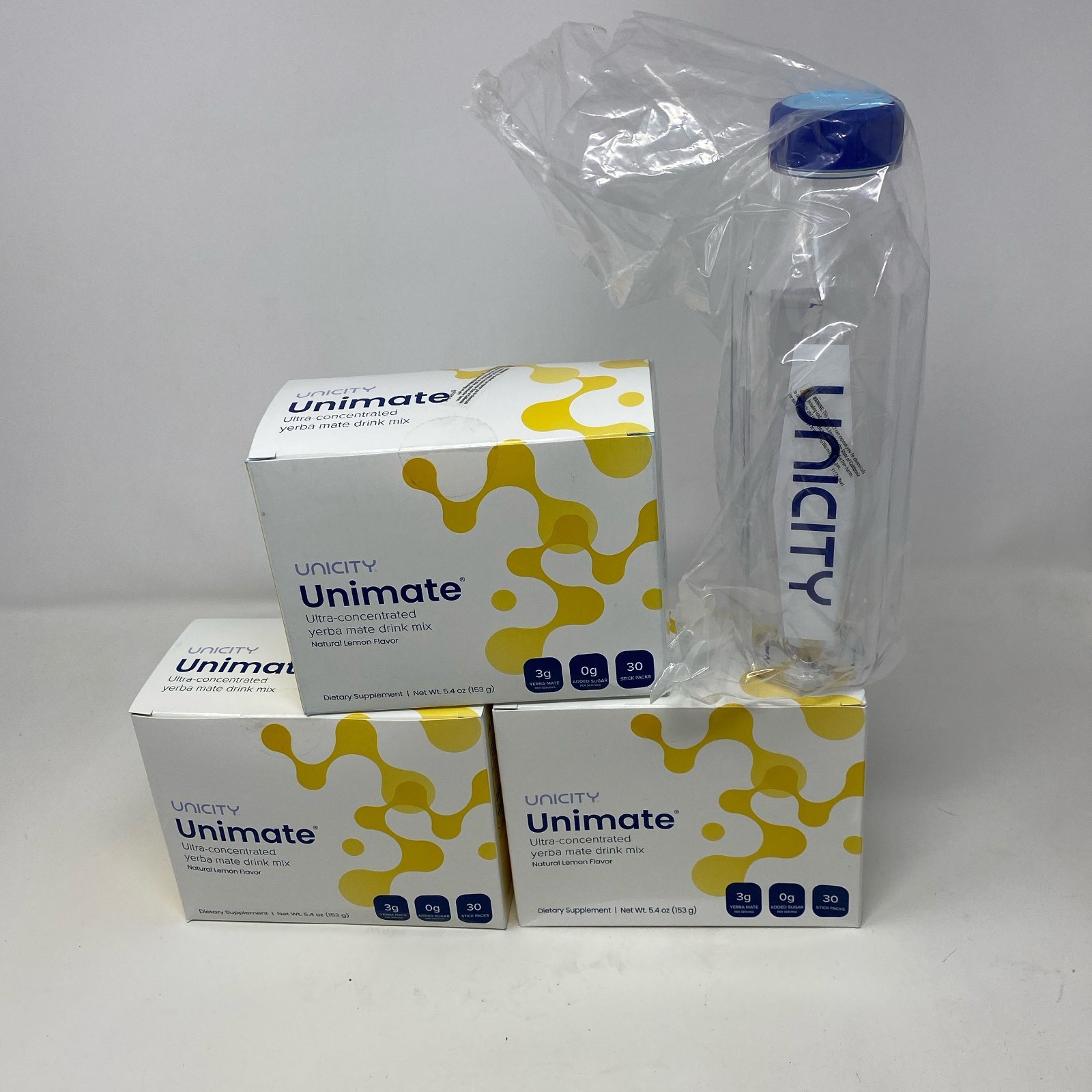 Unicity Unimate Lemon Ultra-Concentrated Drink Mix 90 Sachets + Bottle