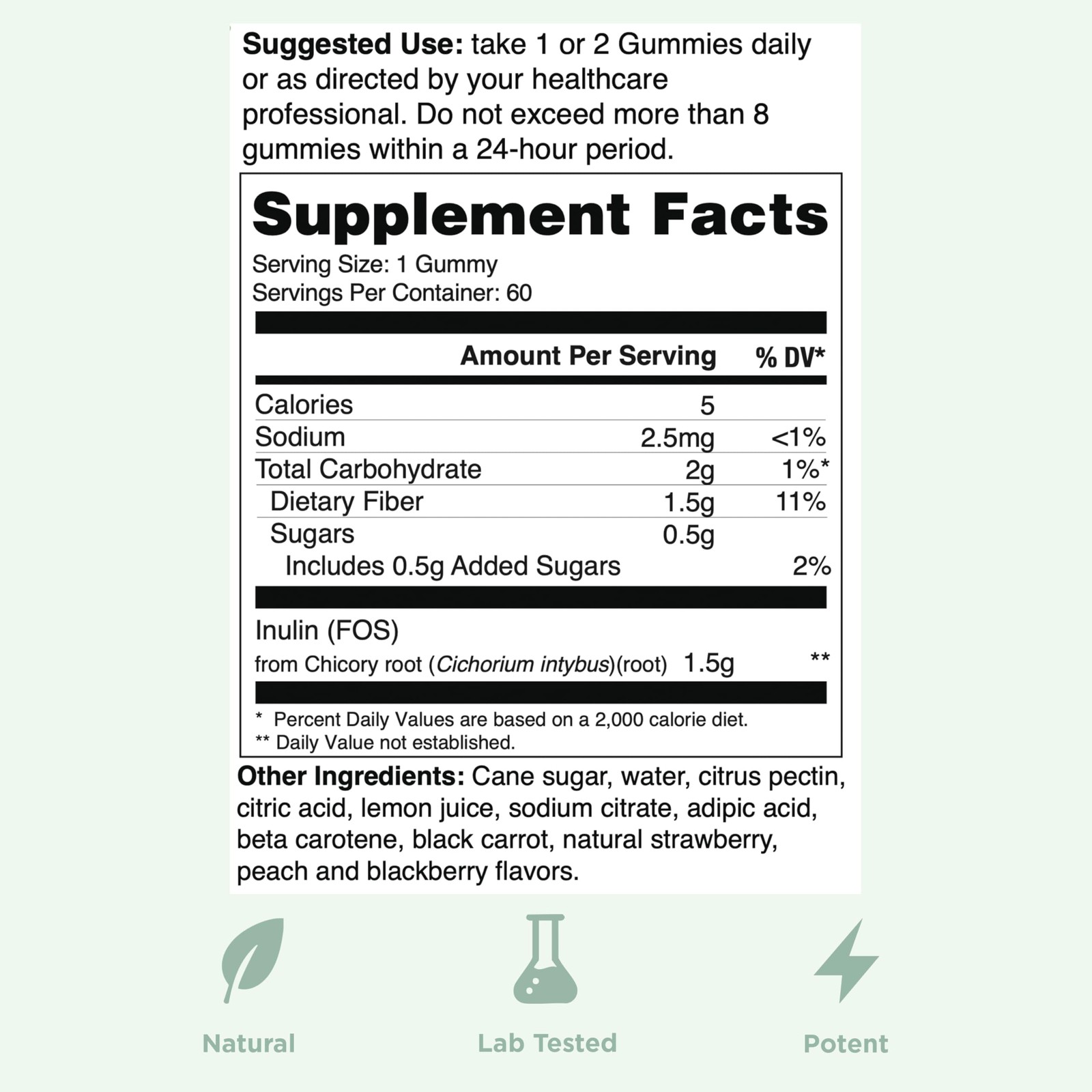 Yuve Prebiotic Fiber Gummies – Delicious – 3G Soluble Fiber Supplement –