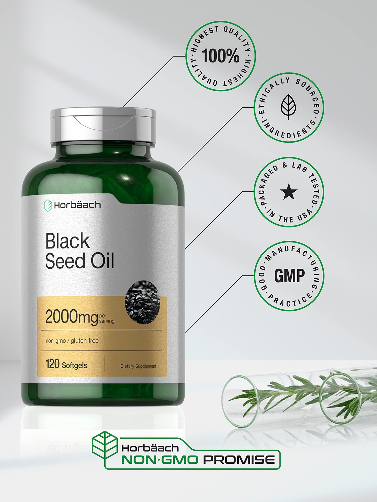 Horbaach Black Seed Oil Cold Pressed Softgel Capsules | 120 Count (Pack of 1)