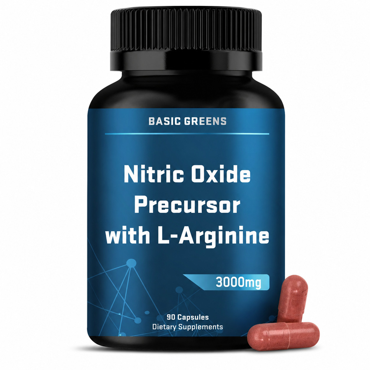 BASIC GREENS L-Arginine 3000mg Nitric Oxide Supplement Beet Root Vegan 90 Caps