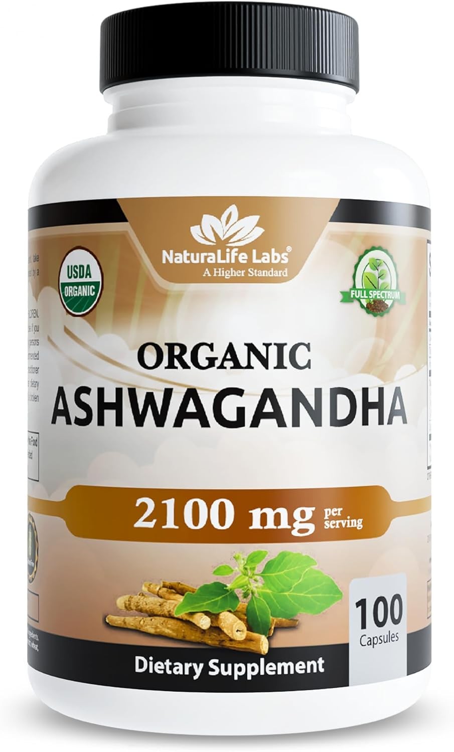 NaturaLife Labs Organic Ashwagandha 2100 mg per Serving – Full Spectrum Root Pow