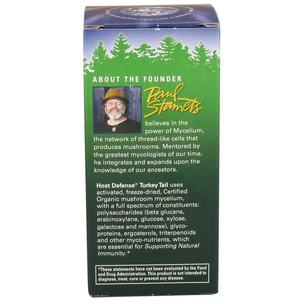 Fungi Perfecti Host Defense Turkey Tail Cellular Support, 60 Vegetarian Capsules