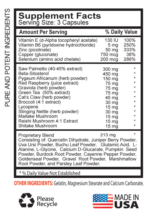 Health Formula – PROSTATE SUPPORT – Saw Palmetto – Vitamins E & B – 3B 180Ct