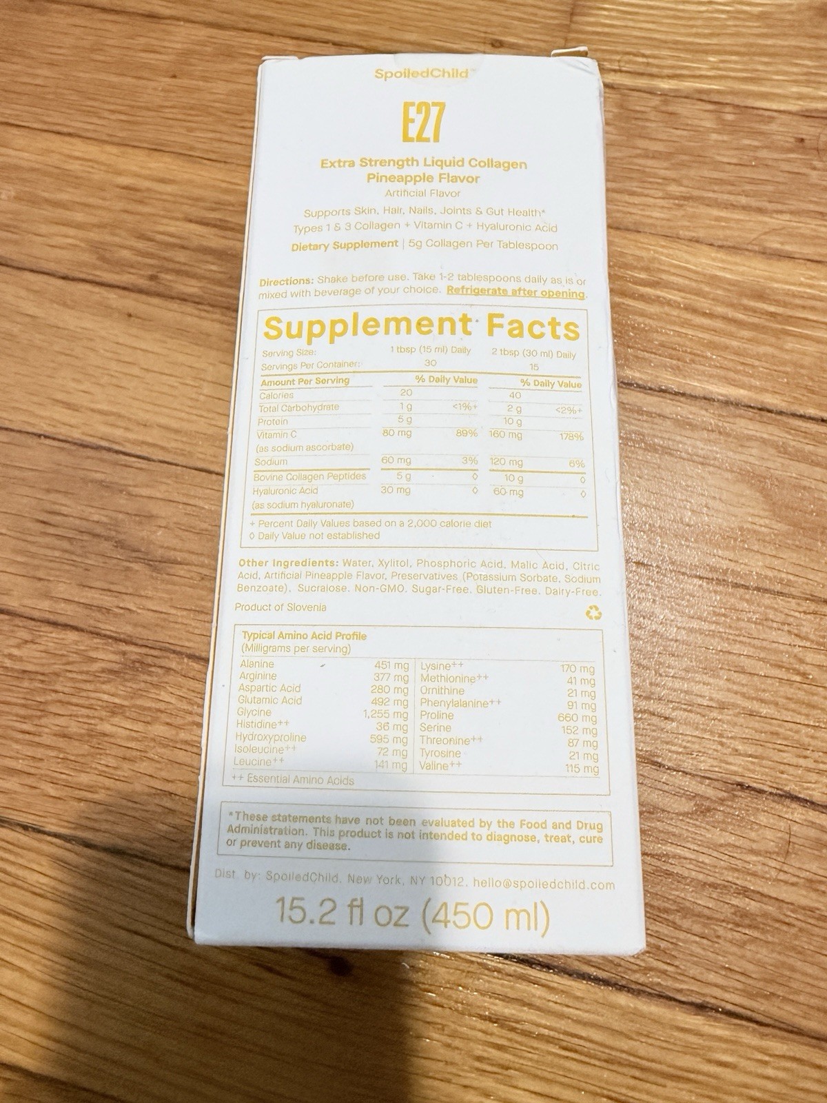 SpoiledChild E27 Extra Strength Liquid Collagen + Vit C + HA Pineapple 15.2 oz