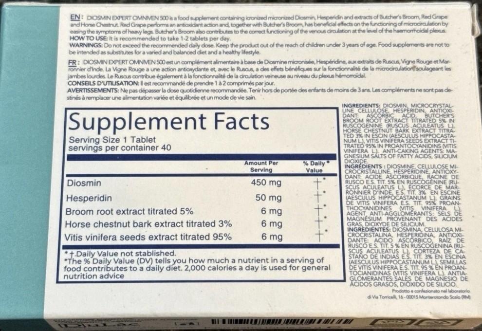 2 DuLac Pharma Diosmin Expert Omniven 500 Tablets 40 Blood & Circulatory Health