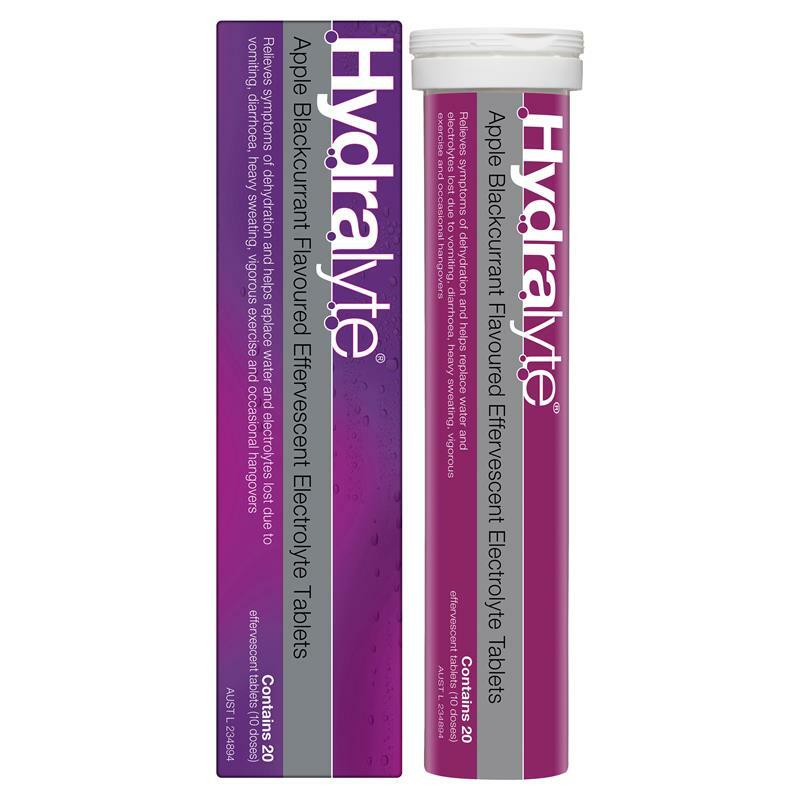 Hydralyte Effervescent Electrolyte Apple Blackcurrant Flavoured 20 Tablets