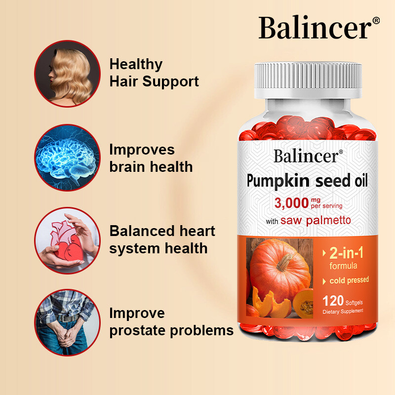 Pumpkin Seed Oil Softgels,3000mg Urinary Tract Brain Heart Wellness, 120 Count