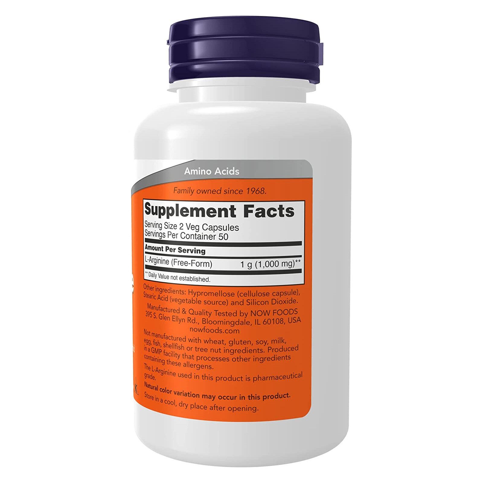 NOW FOODS L-Arginine 500 mg 100 Veg Capsules